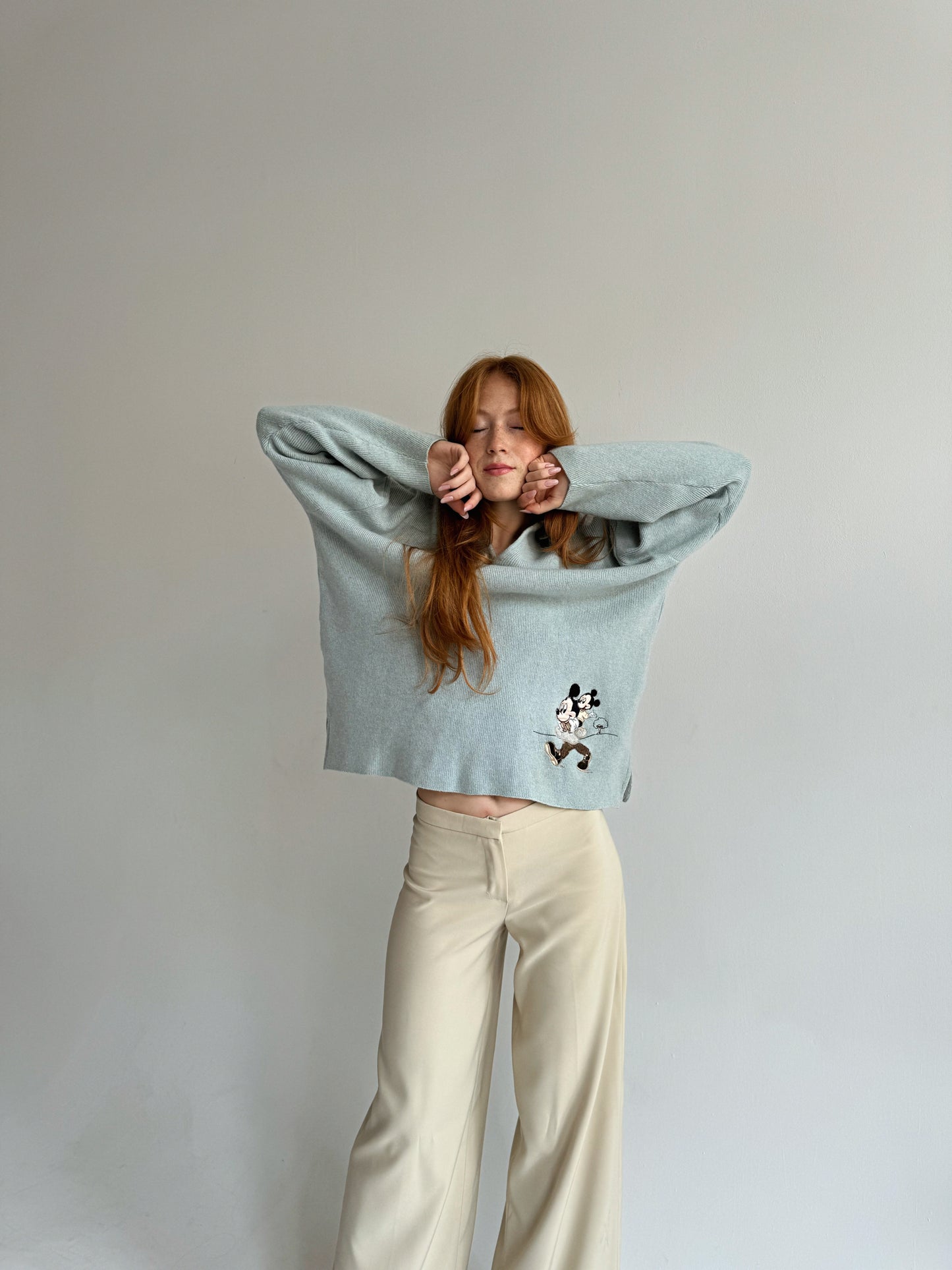 Vintage baby blue 100% wool oversized sweater