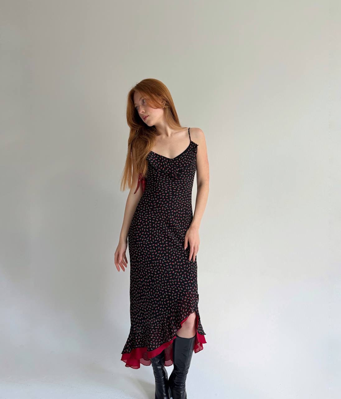 Vintage viscose long asymmetrical dress