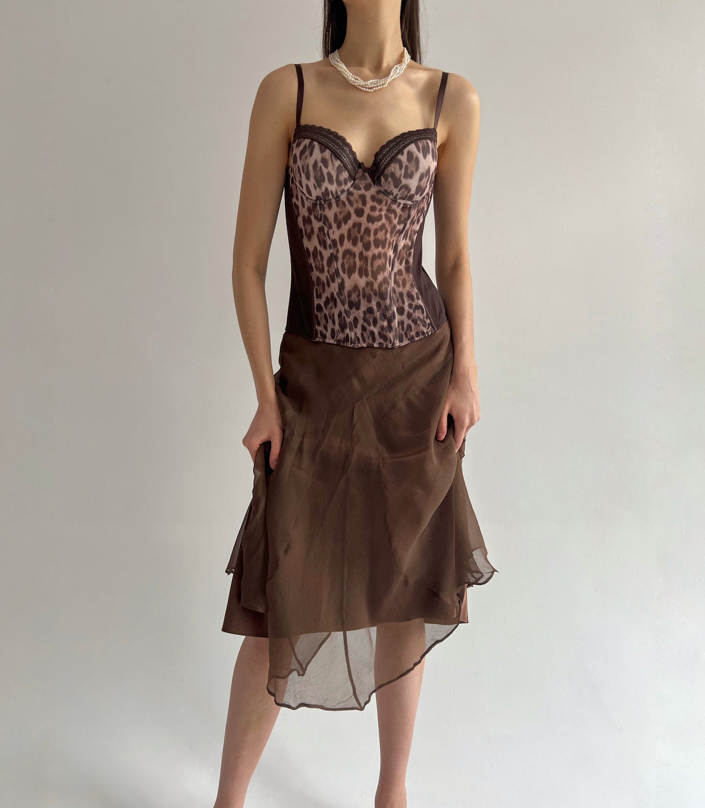 Vintage leopard brown corset top