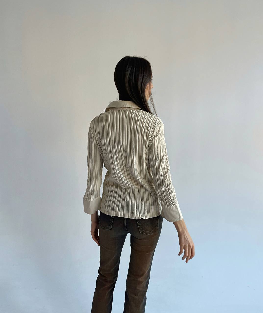 Vintage pleated beige French blouse