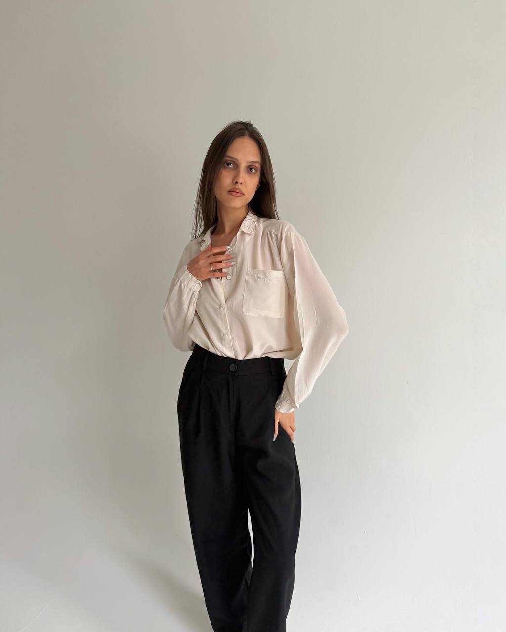 Vintage embroidered silk shirt