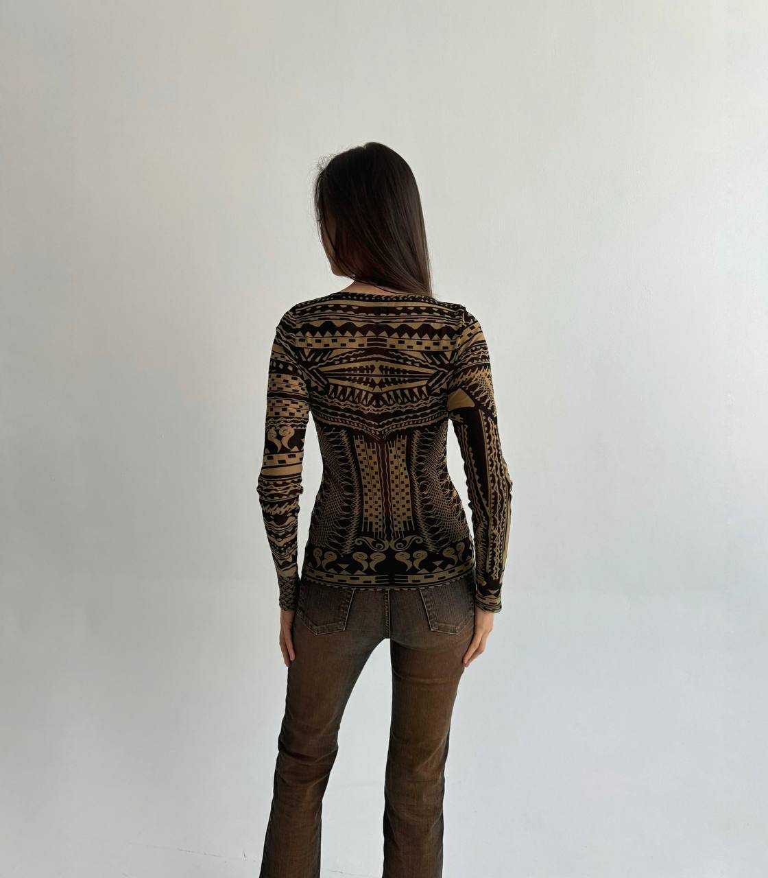Y2K mesh ornament blouse