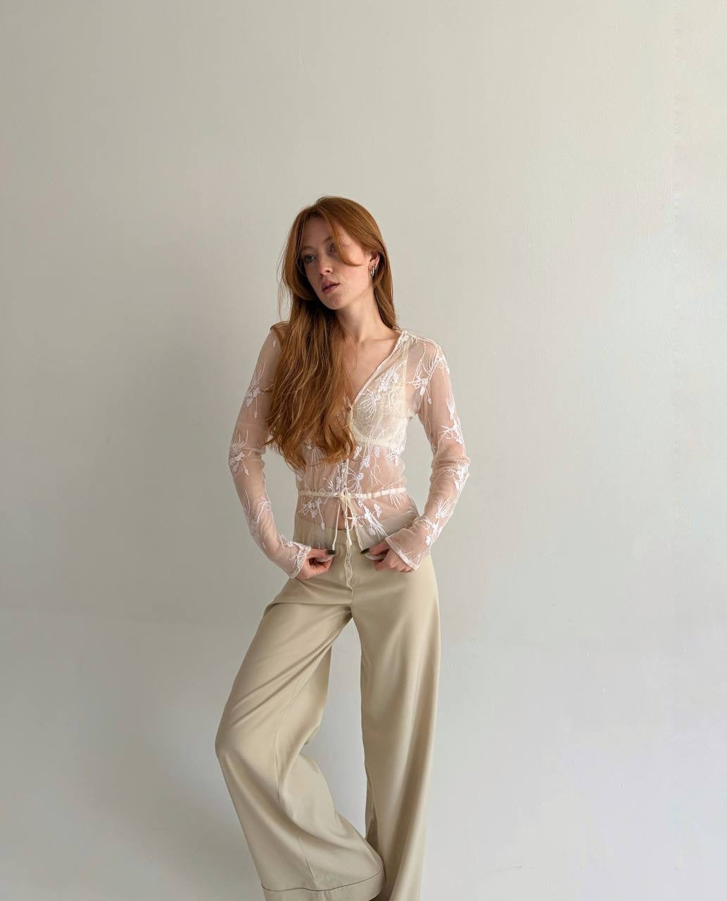 Vintage transparent button up blouse