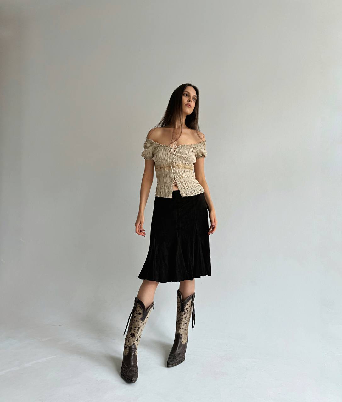 Vintage genuine suede brown skirt