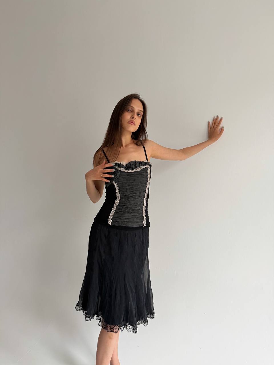 Vintage top with flower appliqué