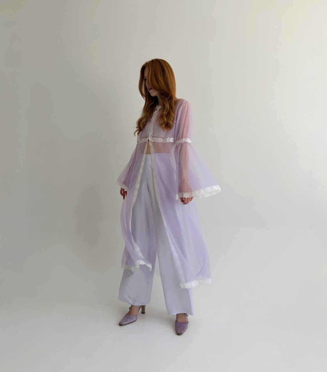Vintage pastel purple robe with lace