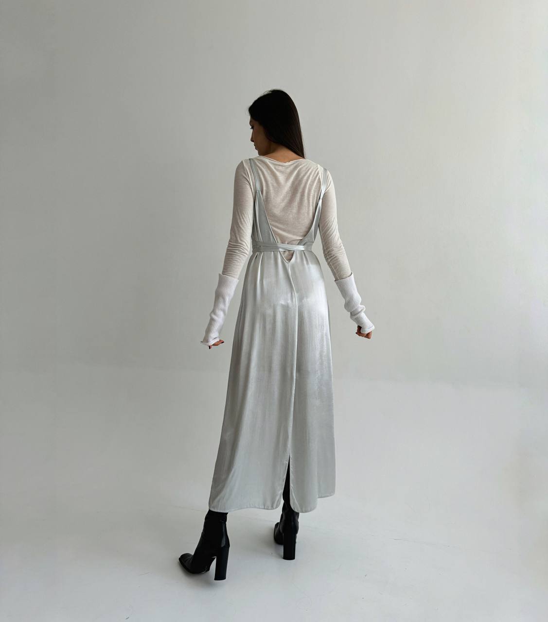 Vintage 70s La Perla viscose silver dress