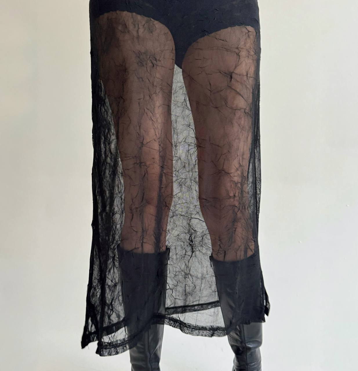 Vintage mesh crinkle fabric dress
