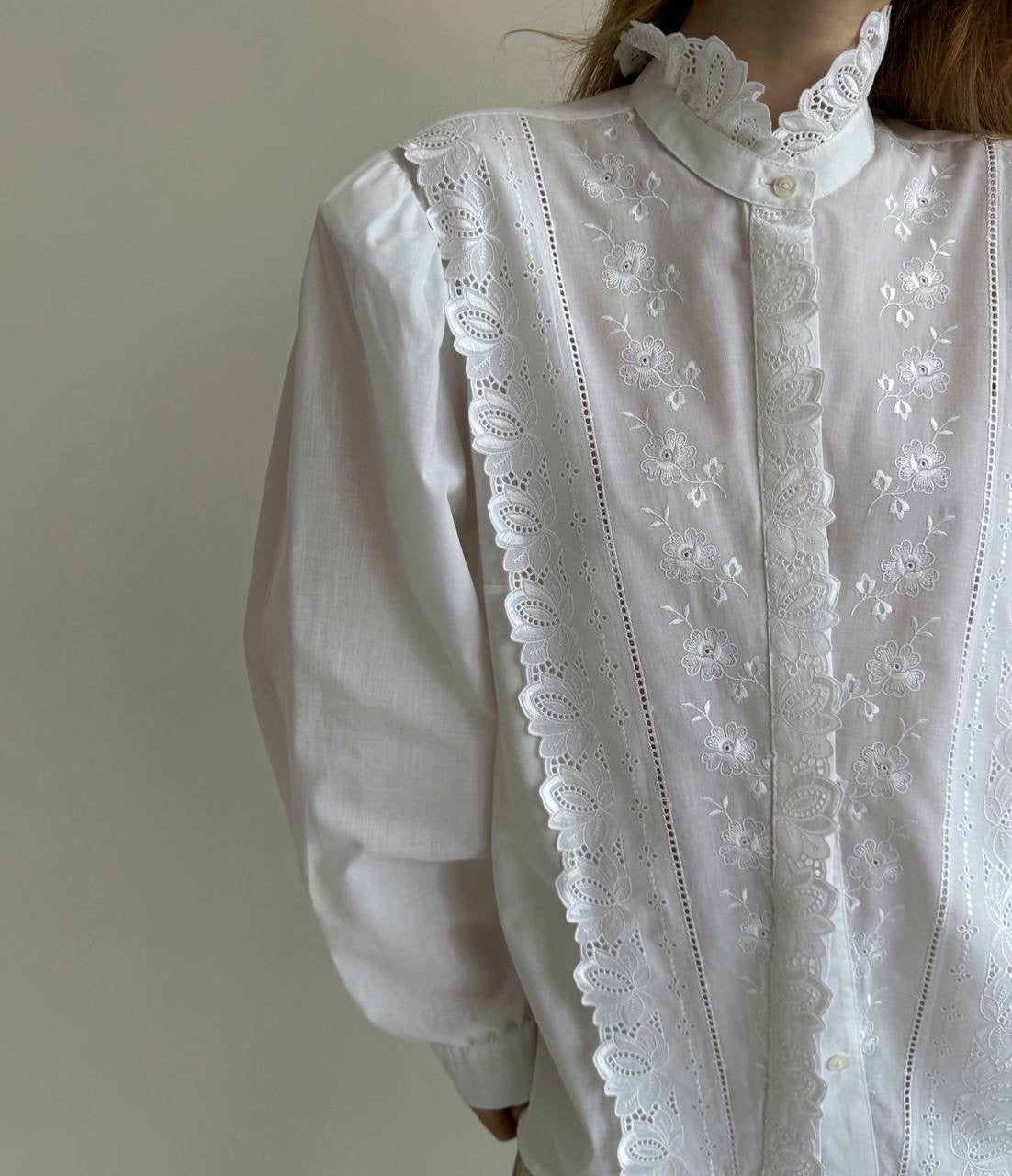 Vintage white Bavarian embroidered shirt