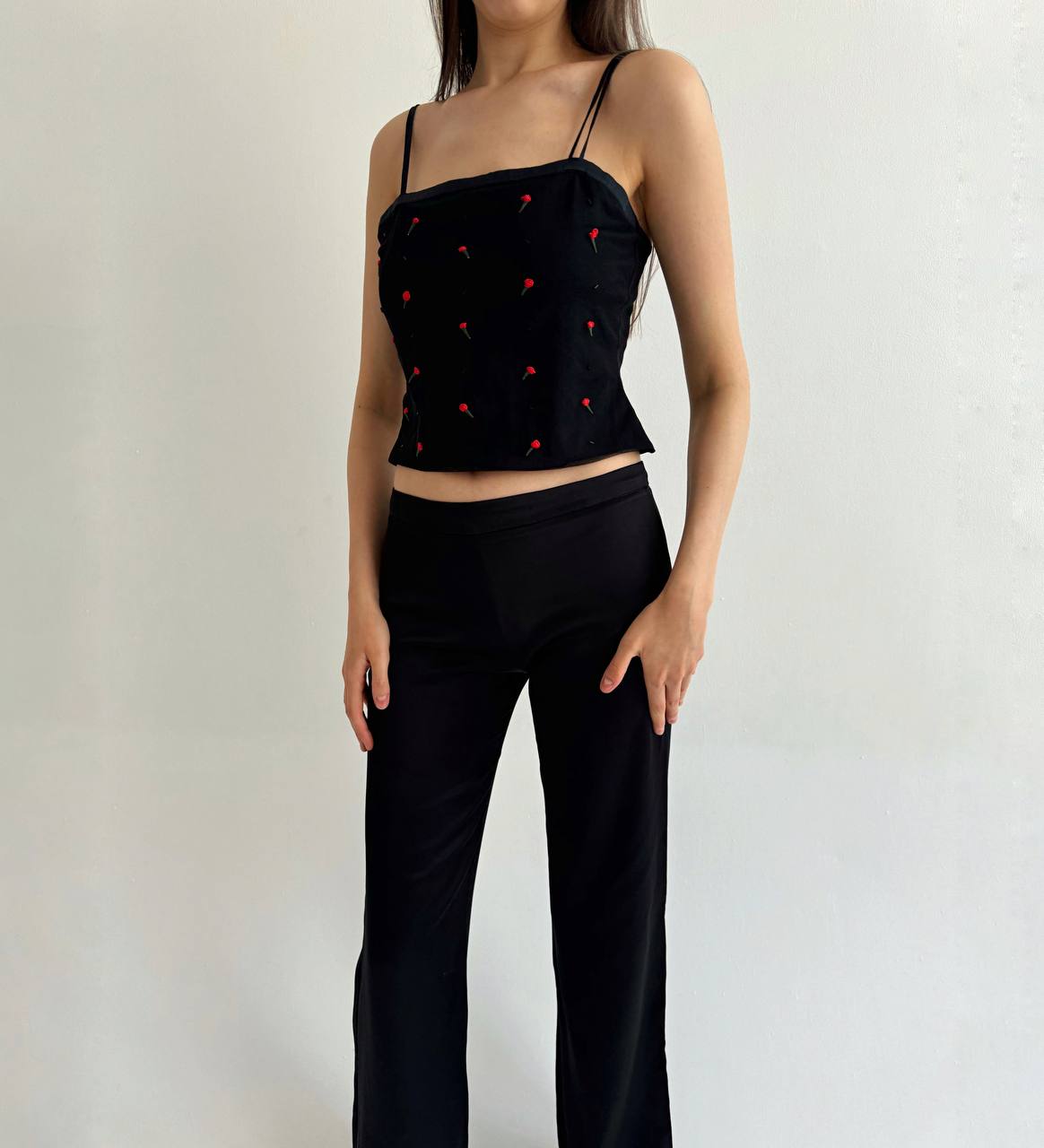 Vintage La Perla rose black top