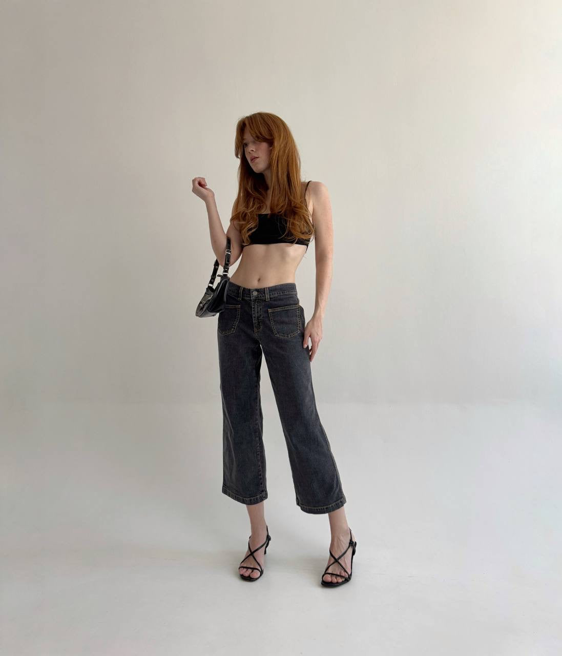 Vintage grey denim cropped jeans