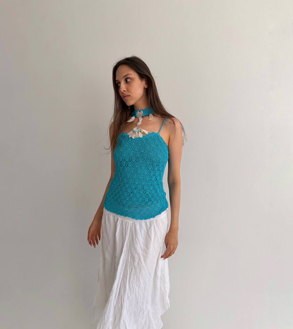 Vintage turquoise shell top