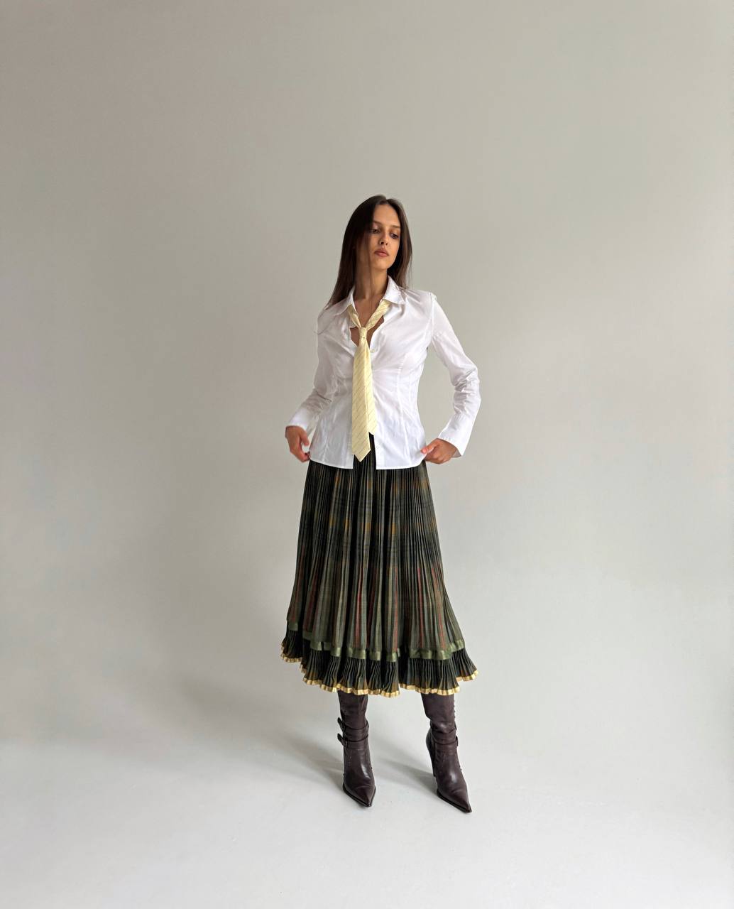 Vintage wool and cotton pleated skirt