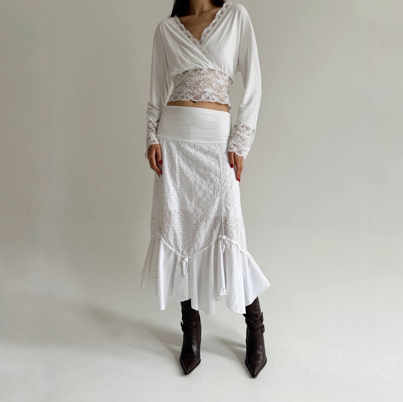Vintage cotton prairie white skirt