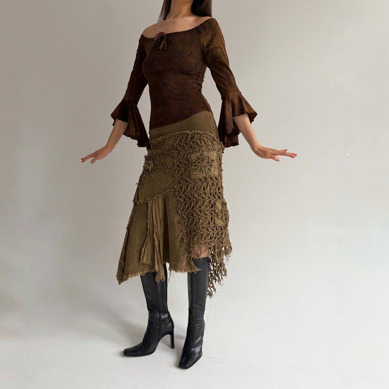 Vintage asymmetrical cotton skirt
