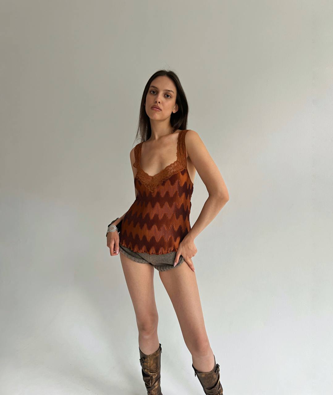 Vintage La Perla pleated bronze camisole