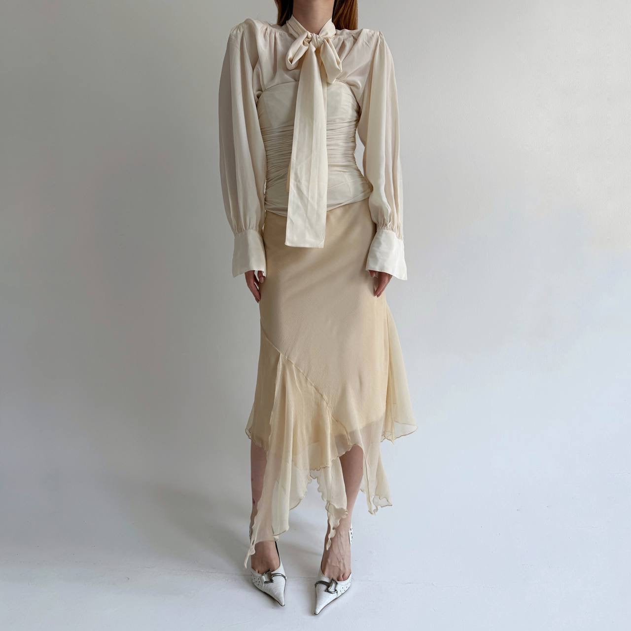 Vintage asymmetrical 100% pure silk skirt