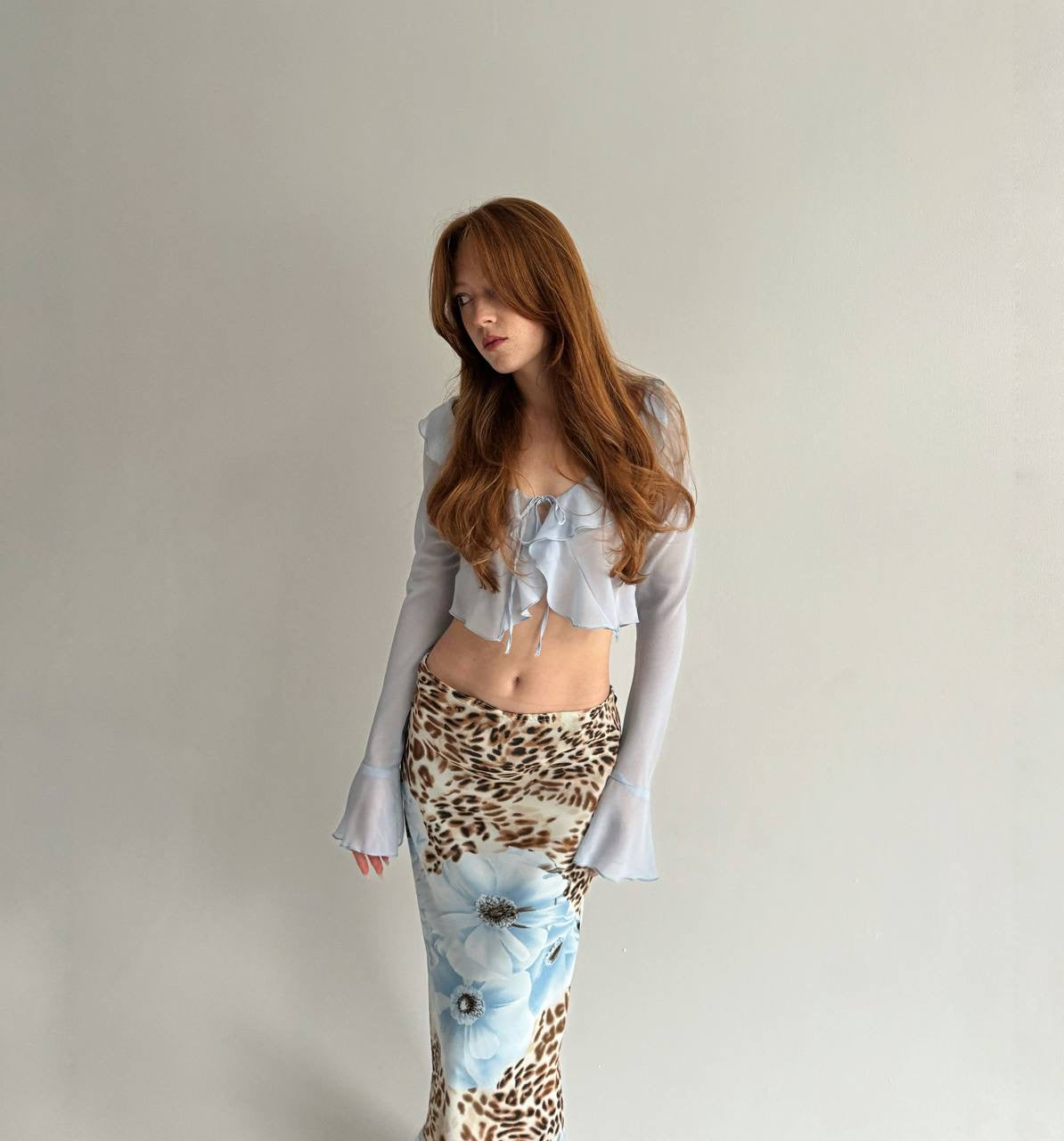 Vintage maxi skirt with flowers print