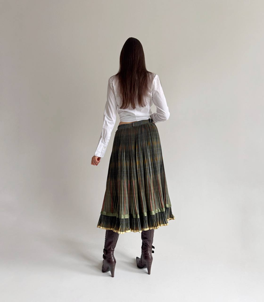 Vintage wool and cotton pleated skirt