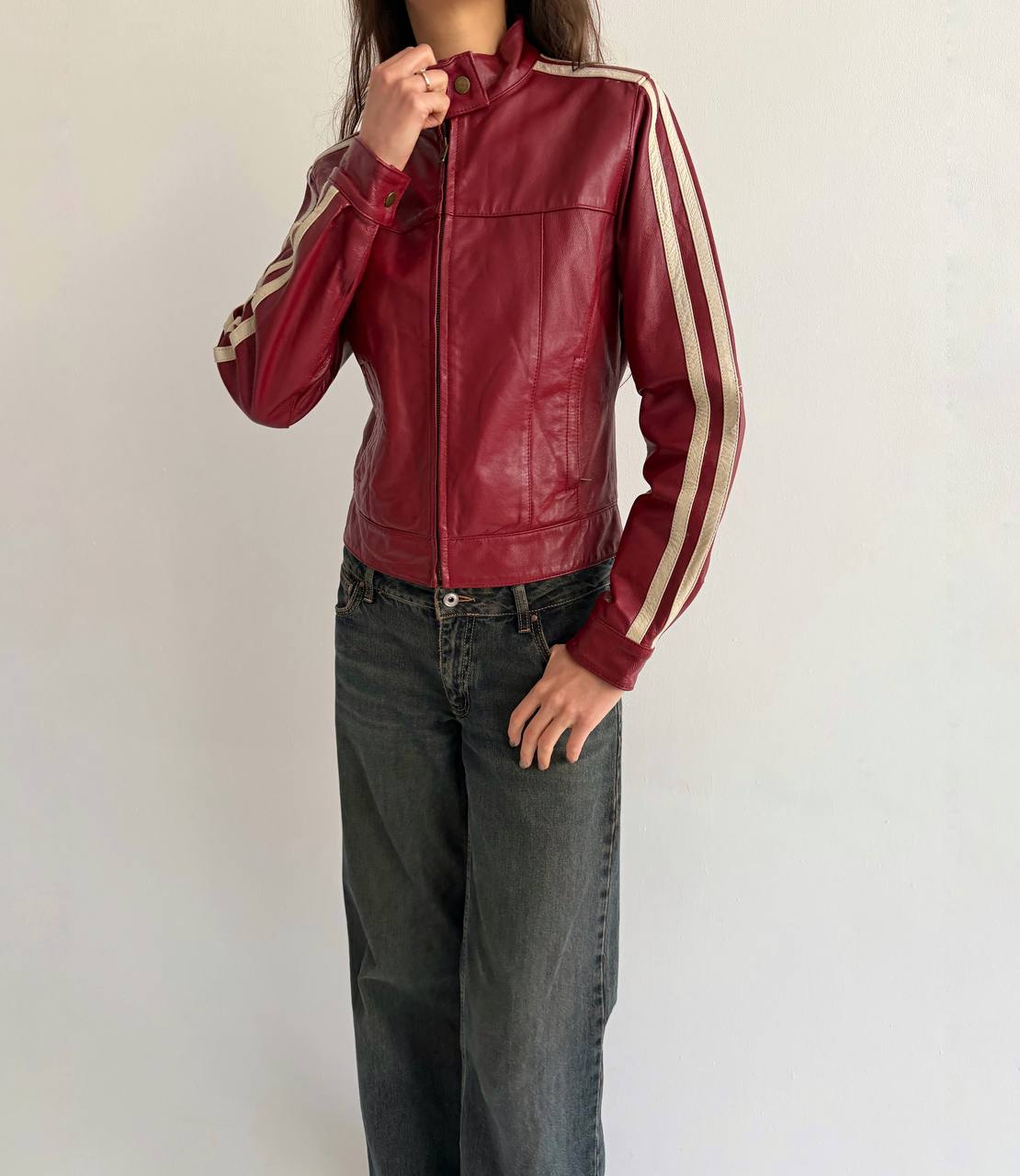 Vintage genuine leather red jacket