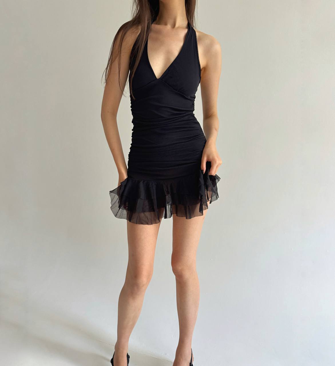 Vintage made in France ruched mini dress