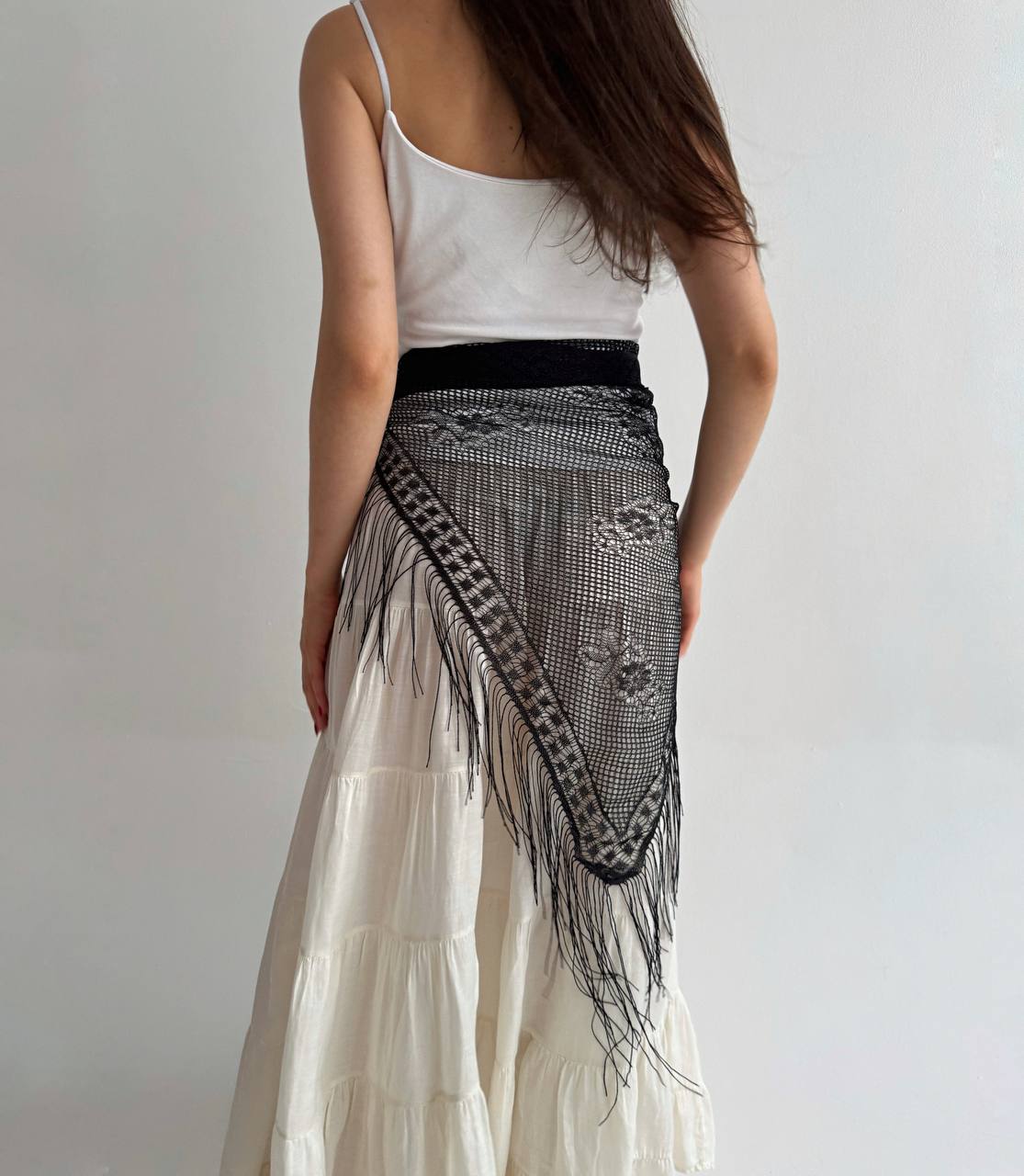 Vintage lace black scarf