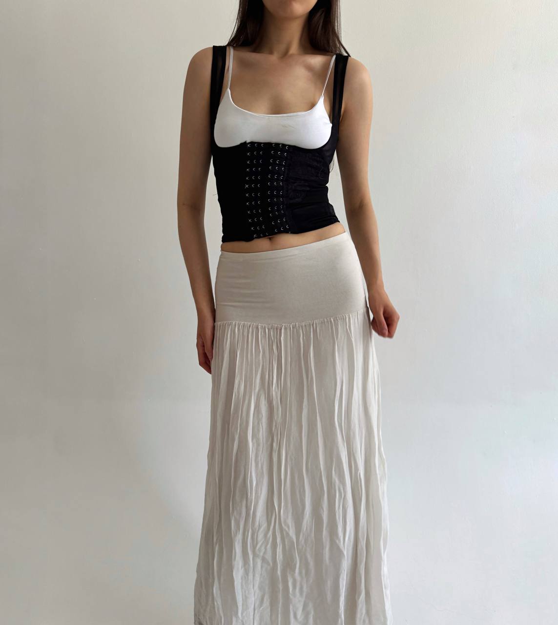 Vintage silk and viscose cream skirt