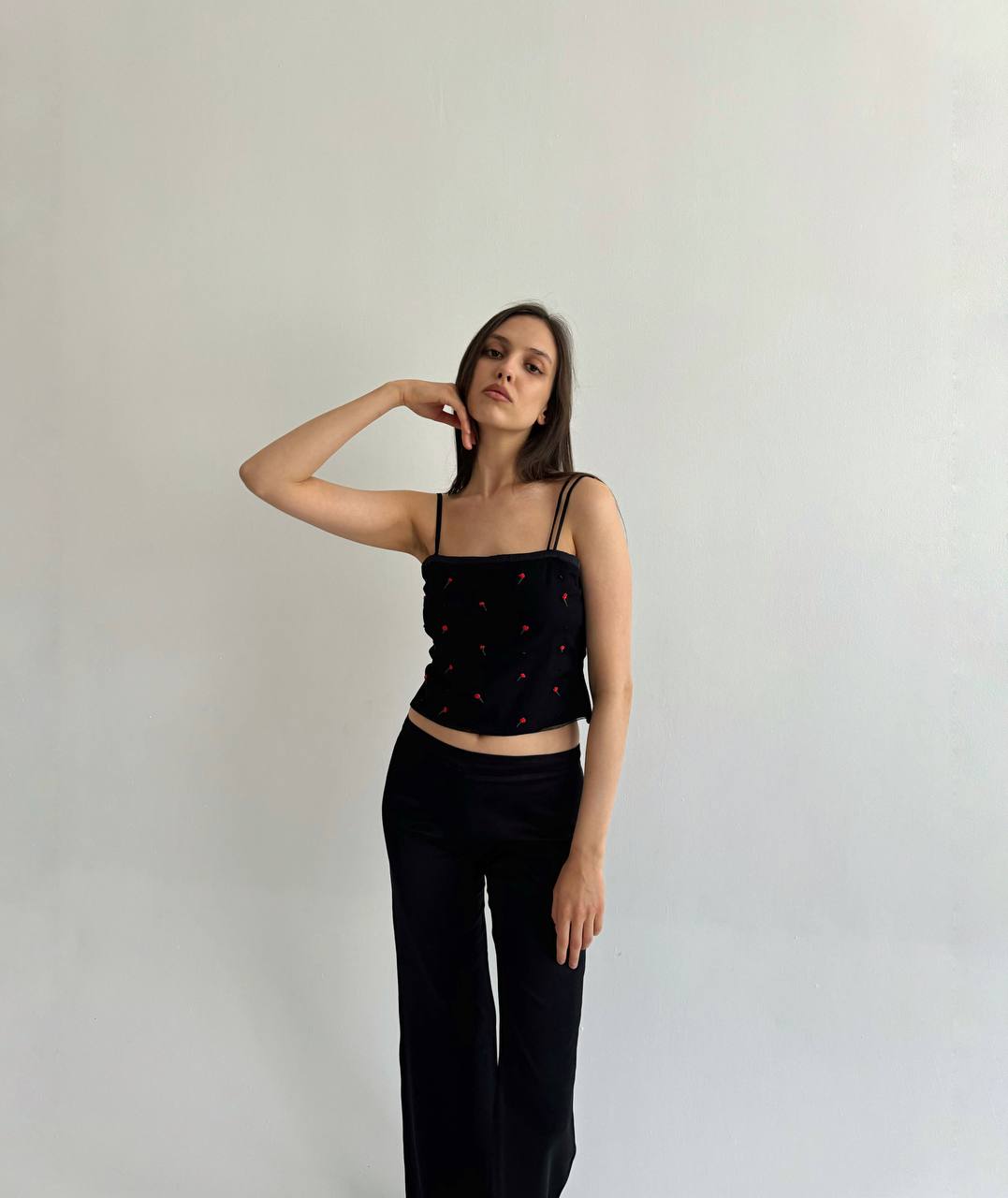 Vintage La Perla rose black top