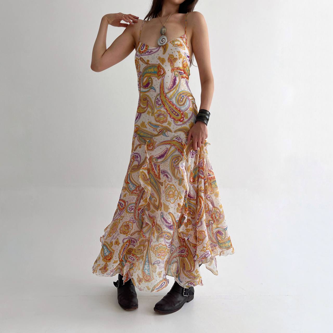 Vintage long ruffled dress