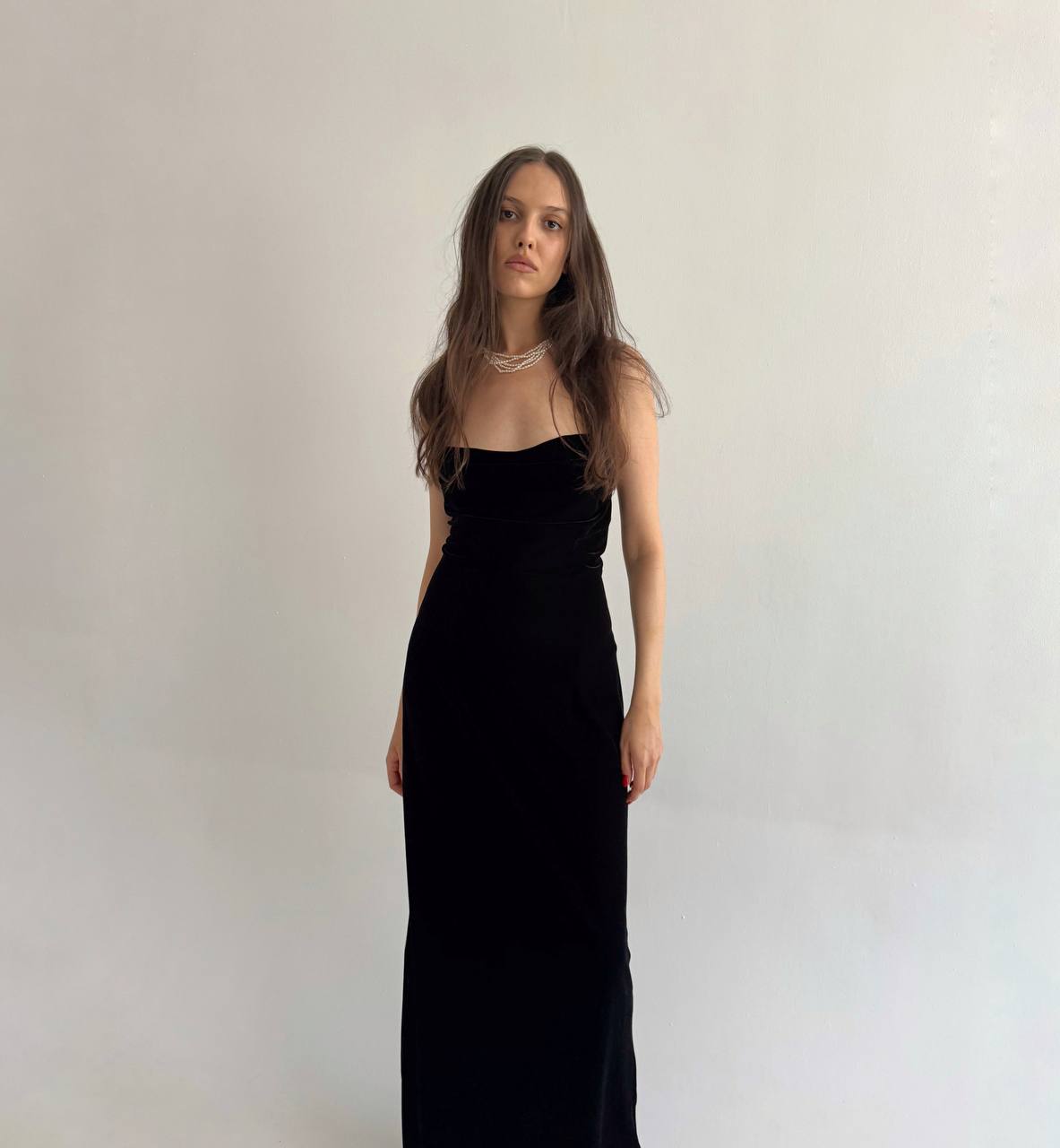 Vintage black velvet maxi dress