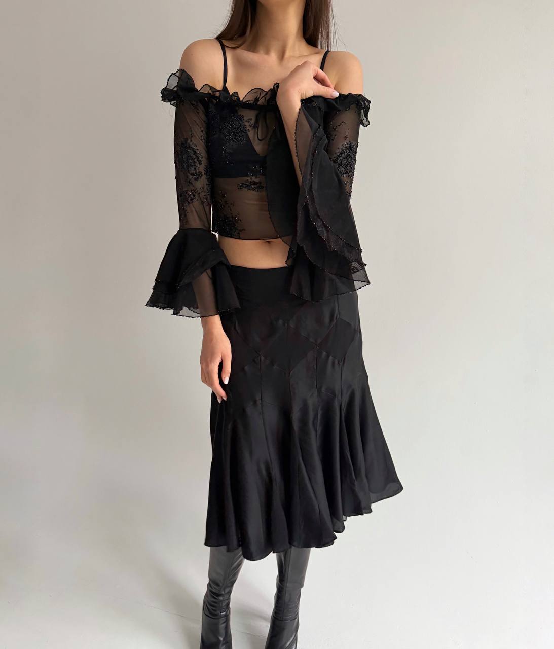 Vintage mesh beaded top