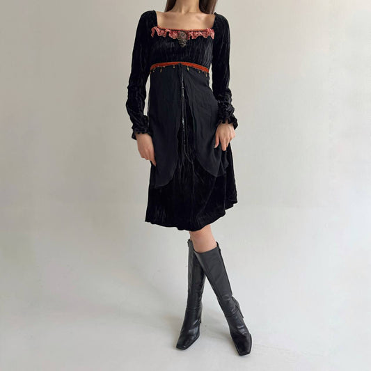 Vintage viscose medieval style boho dress