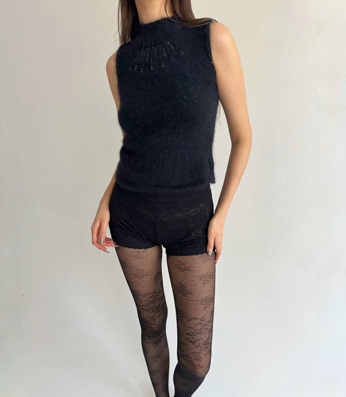 Vintage angora black vest