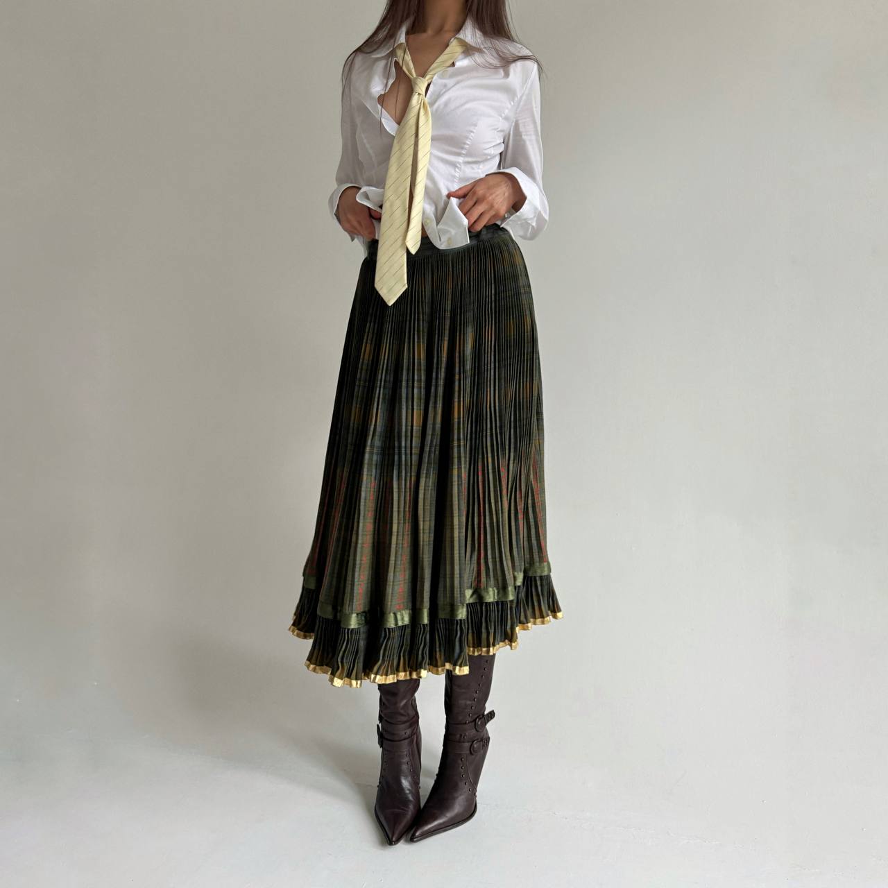 Vintage wool and cotton pleated skirt