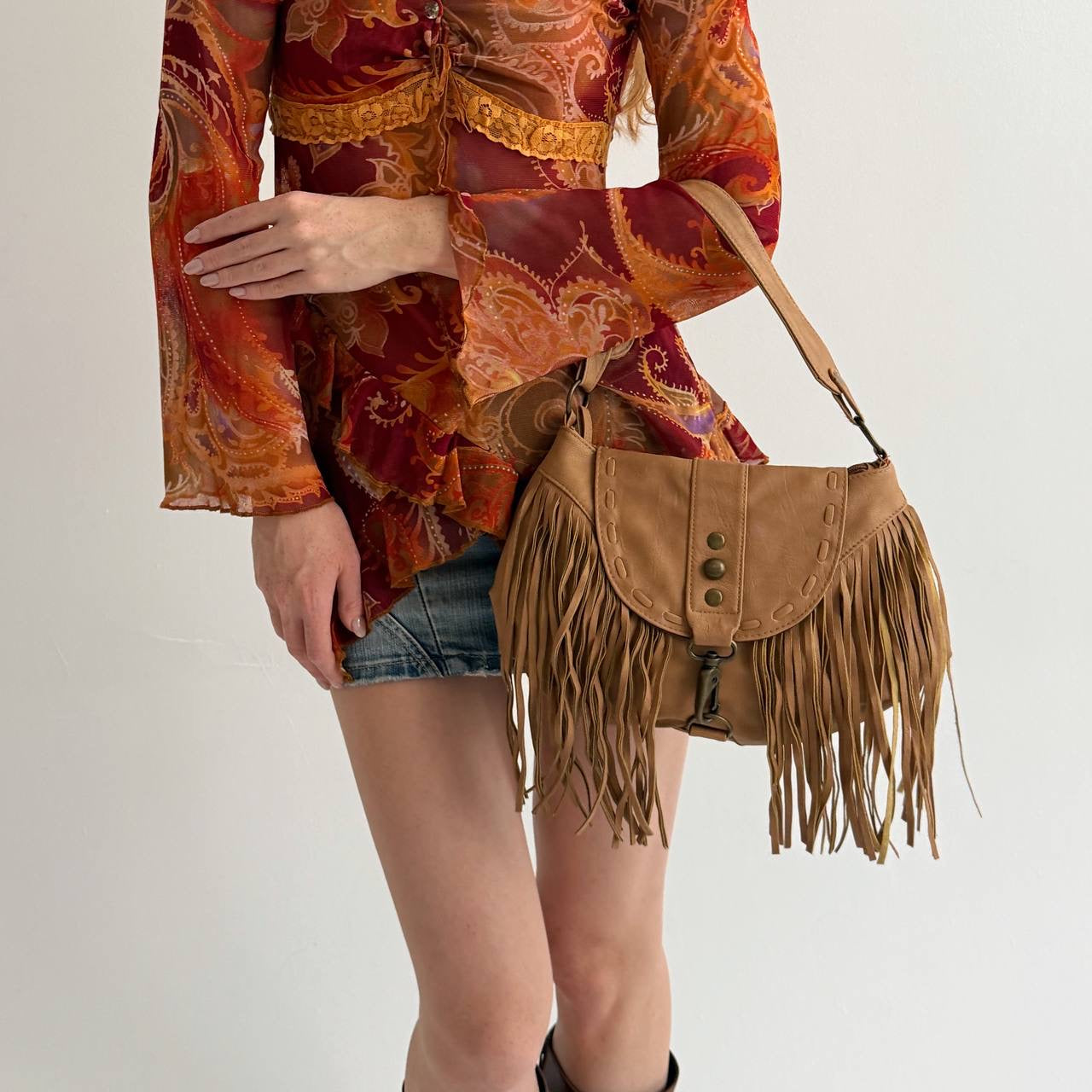 Vintage boho bag with fringe