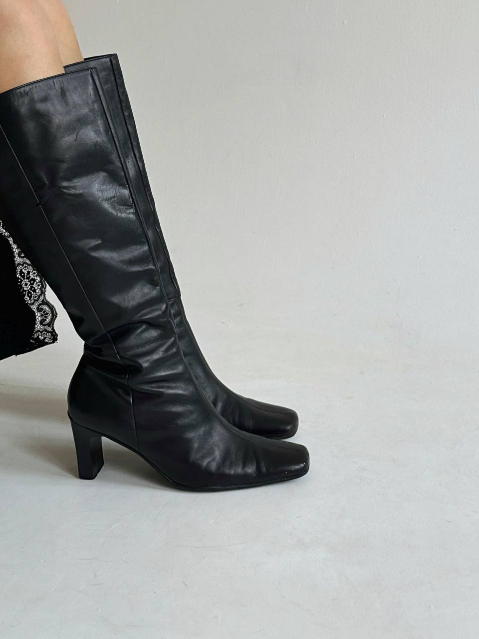 Vintage faux leather knee high boots