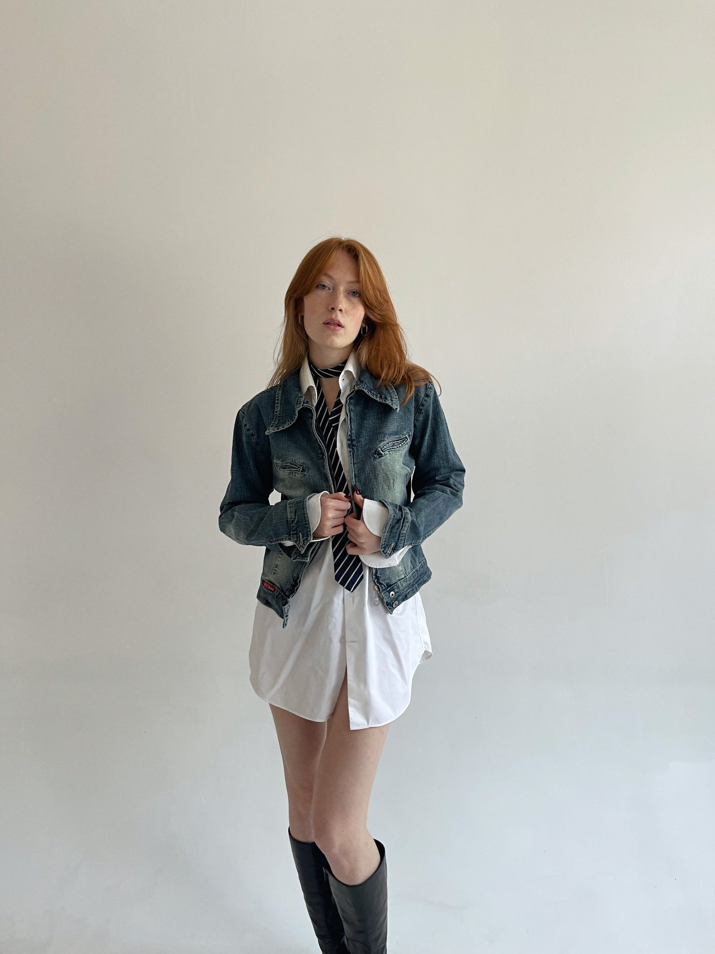 Vintage washed blue denim jacket