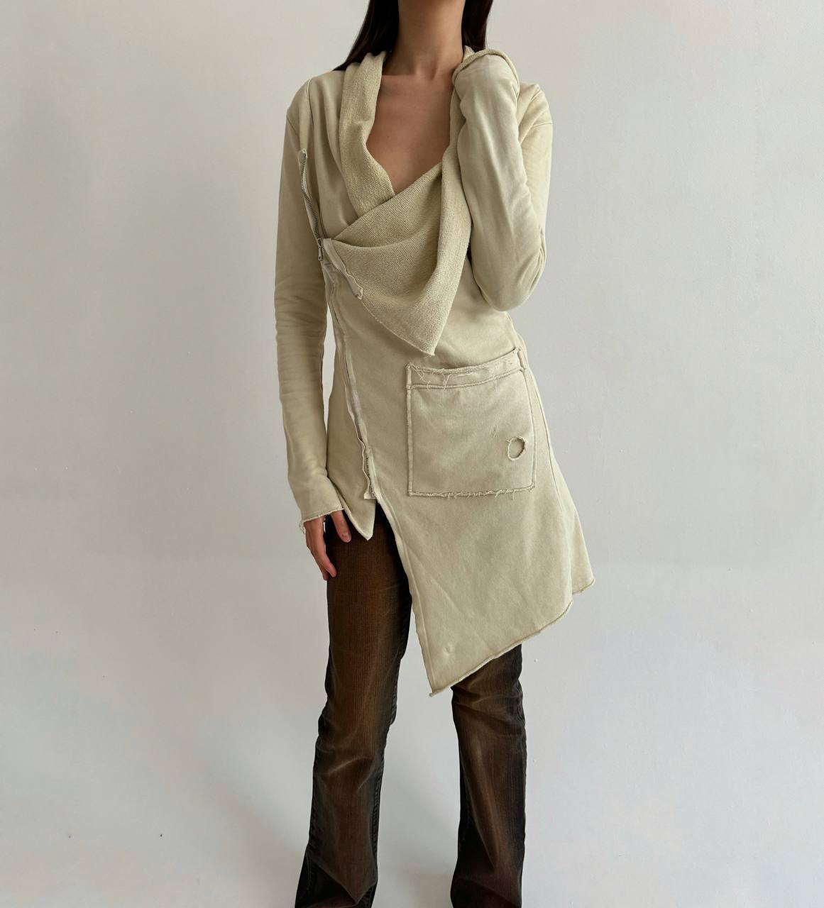 Vintage cotton cream avant garde cardigan