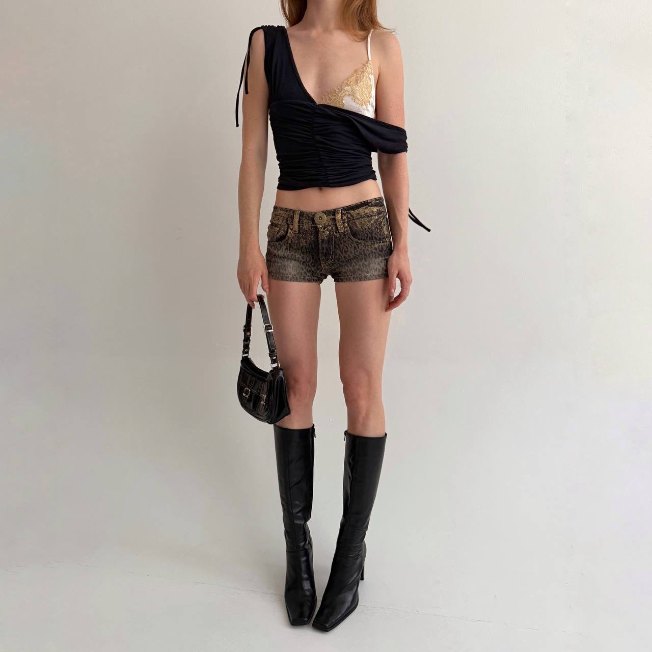 Vintage leopard printed micro mini shorts