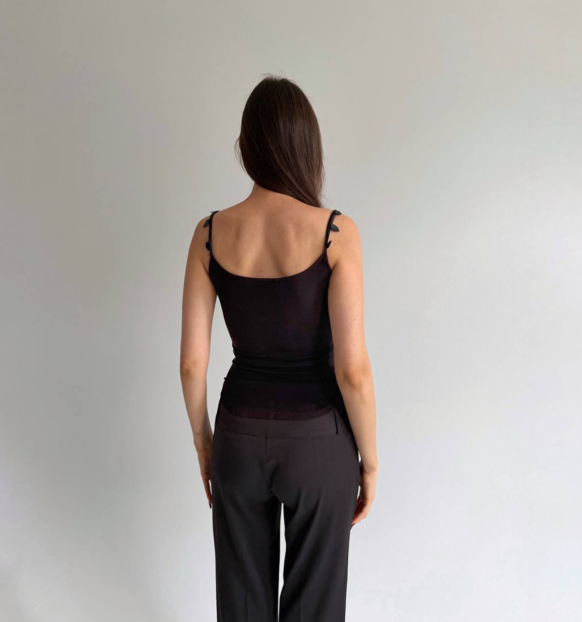 Vintage acetate mesh top with leaves