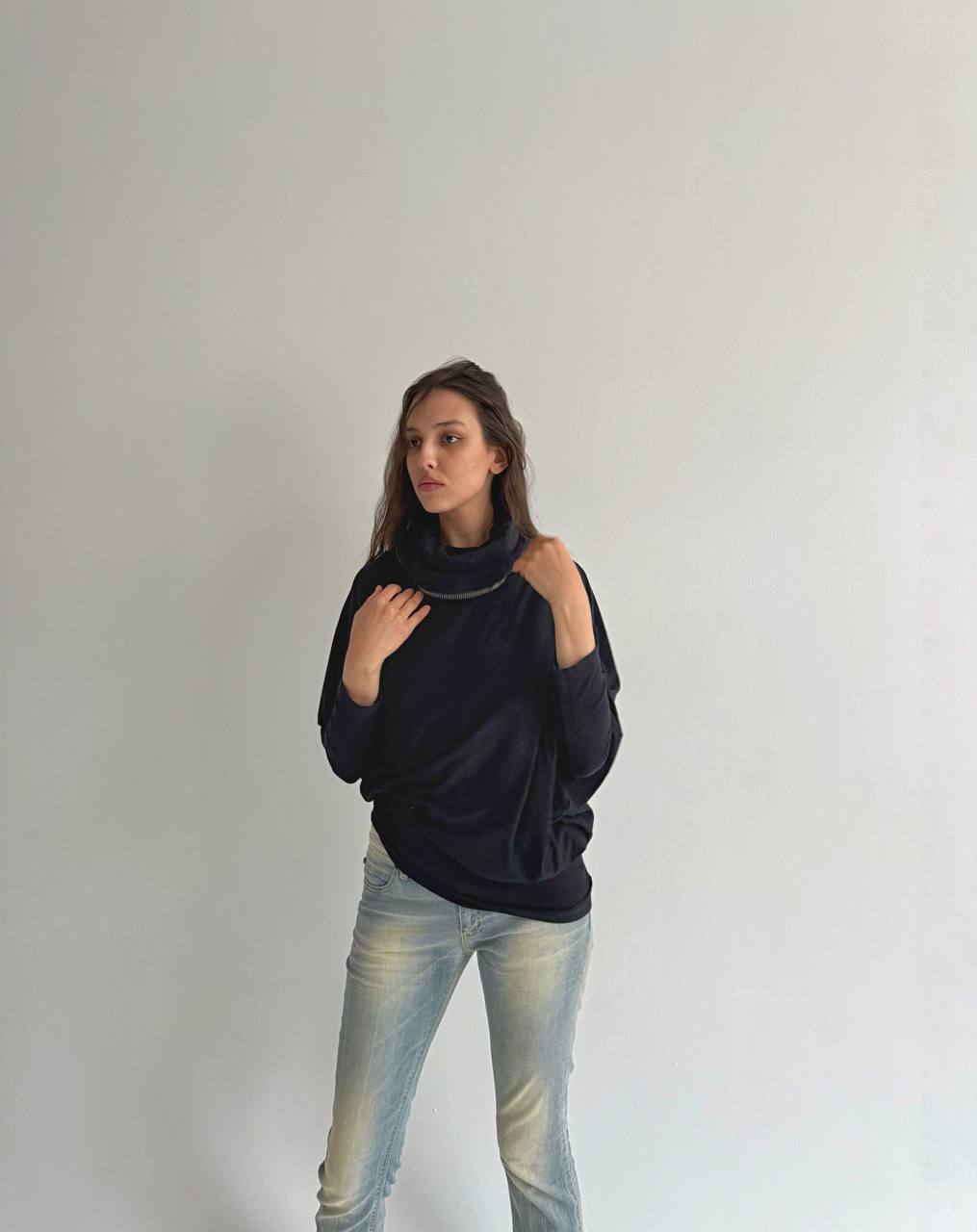 Vintage Plein Sud viscose avant garde zipper embellishment blouse