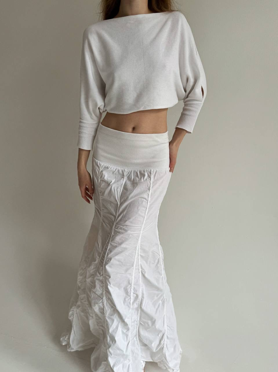 Vintage cotton white cropped sweater
