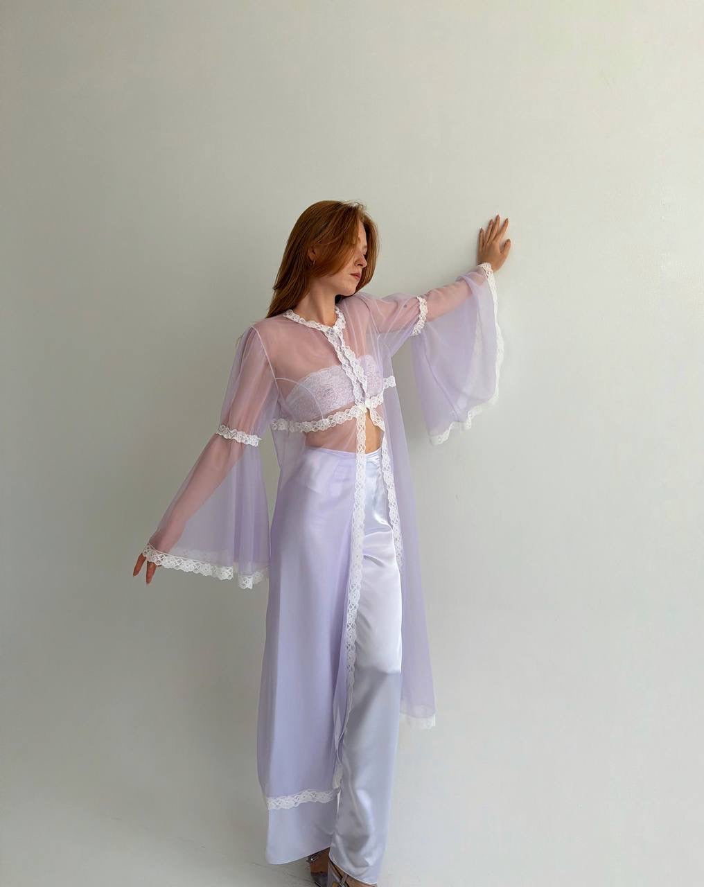 Vintage pastel purple robe with lace