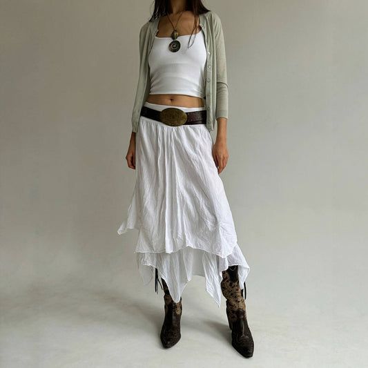 Vintage cotton asymmetrical white skirt