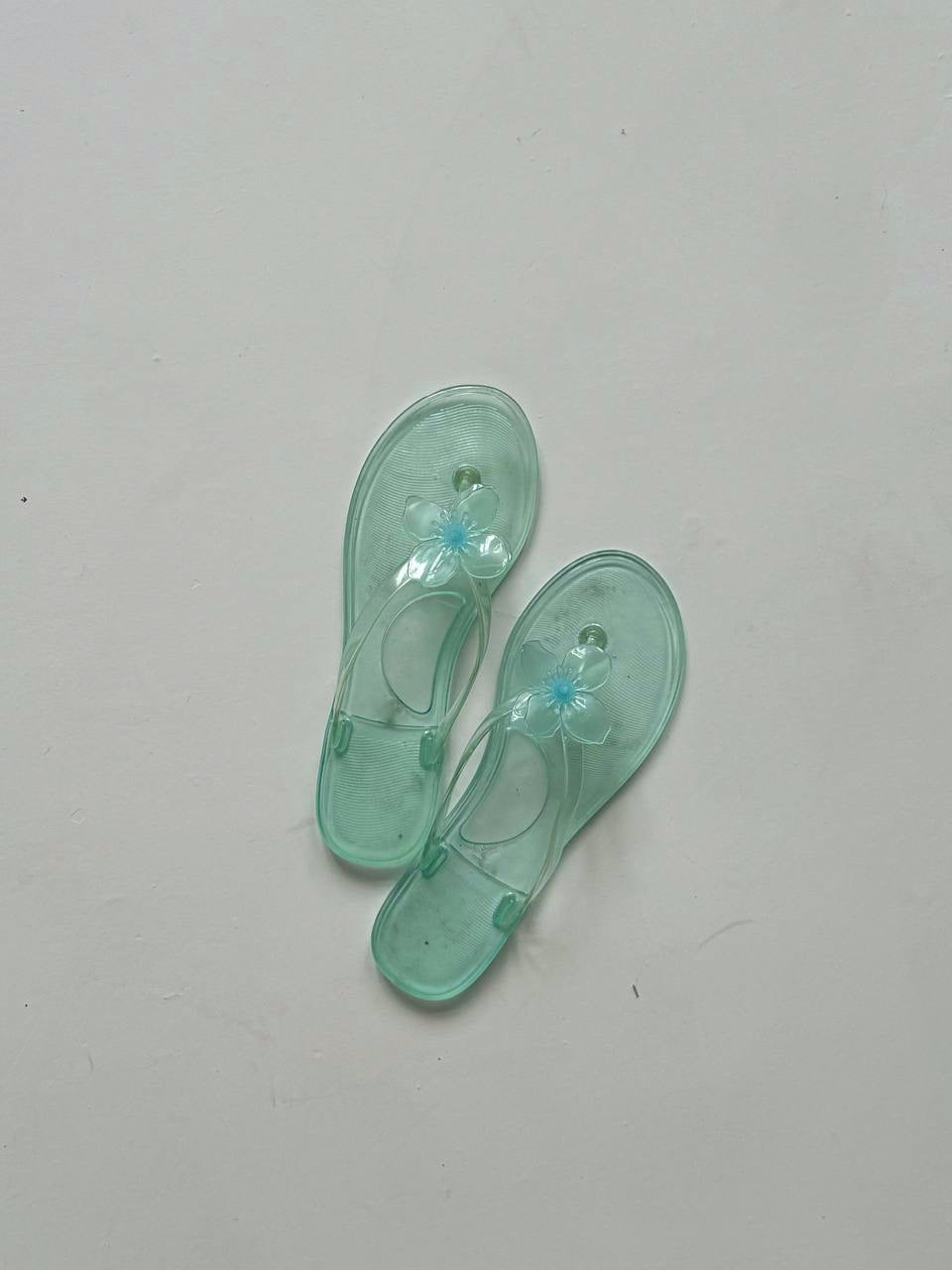 Vintage blue jelly flip flops