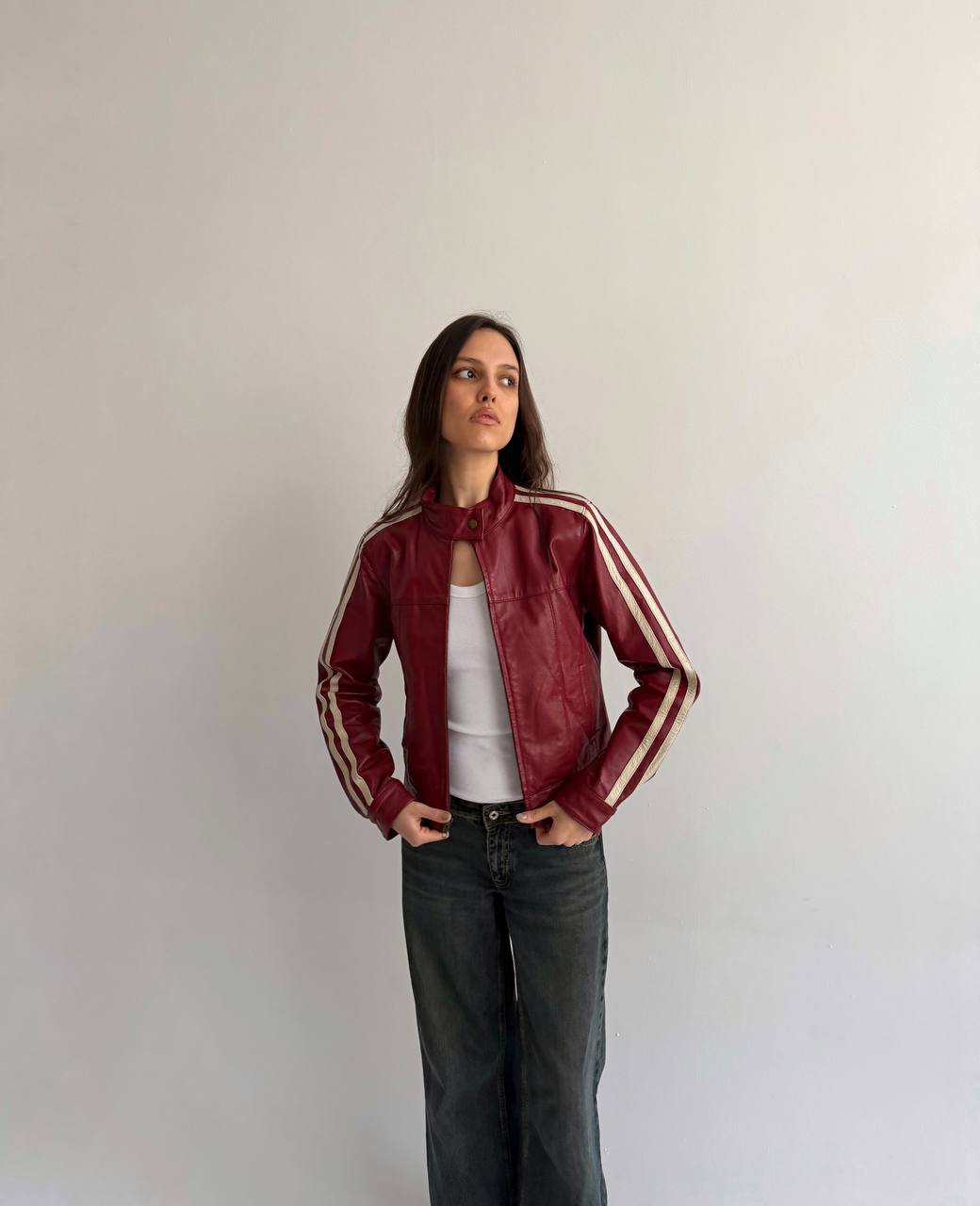 Vintage genuine leather red jacket