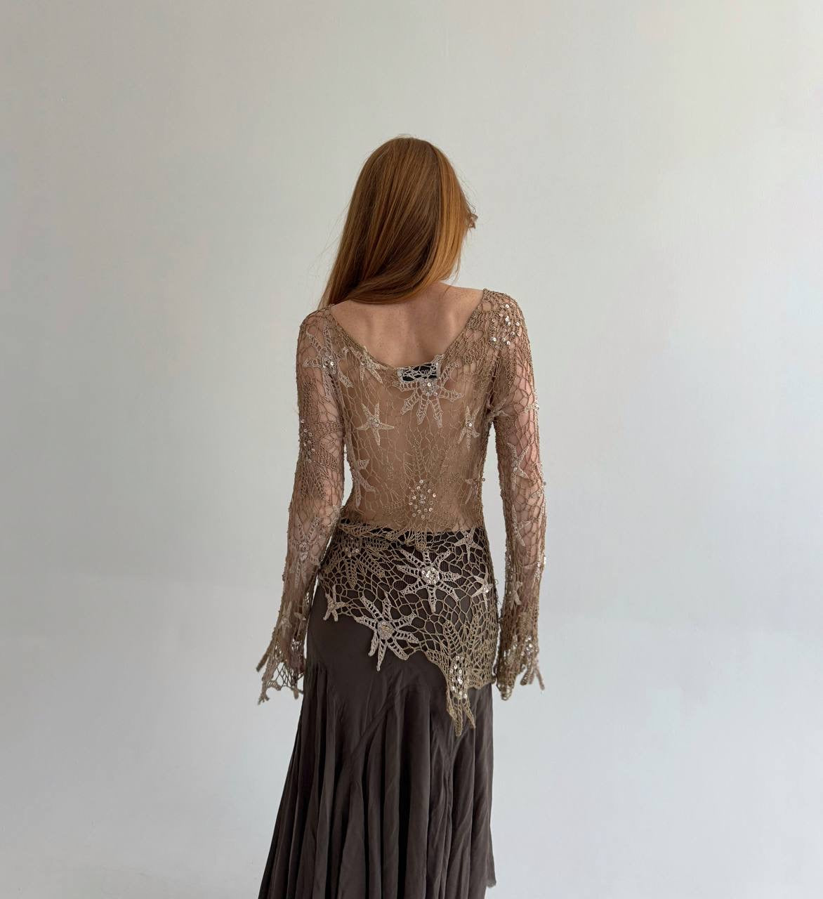 Vintage crochet asymmetrical blouse