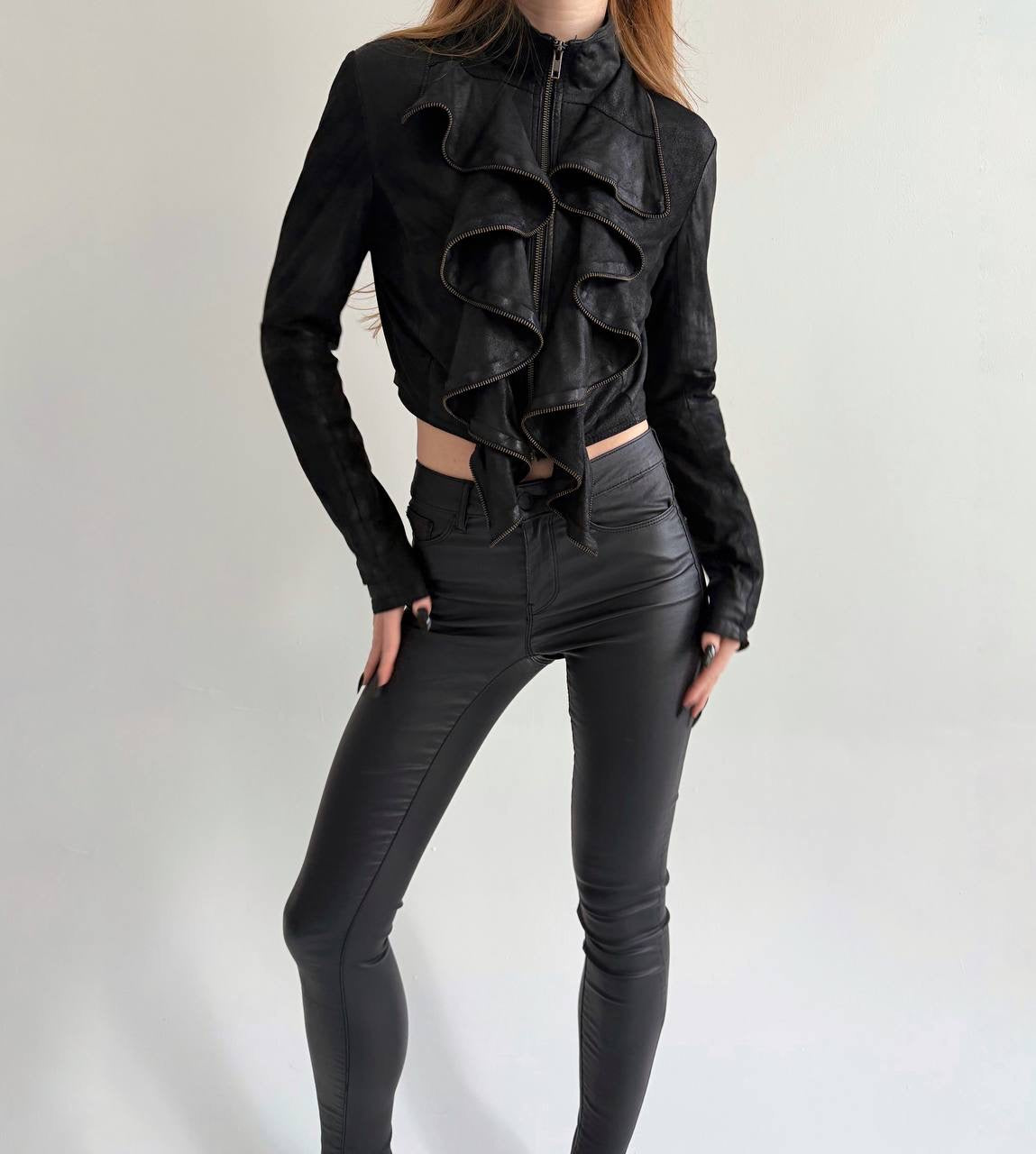 Vintage soft leather cropped jacket