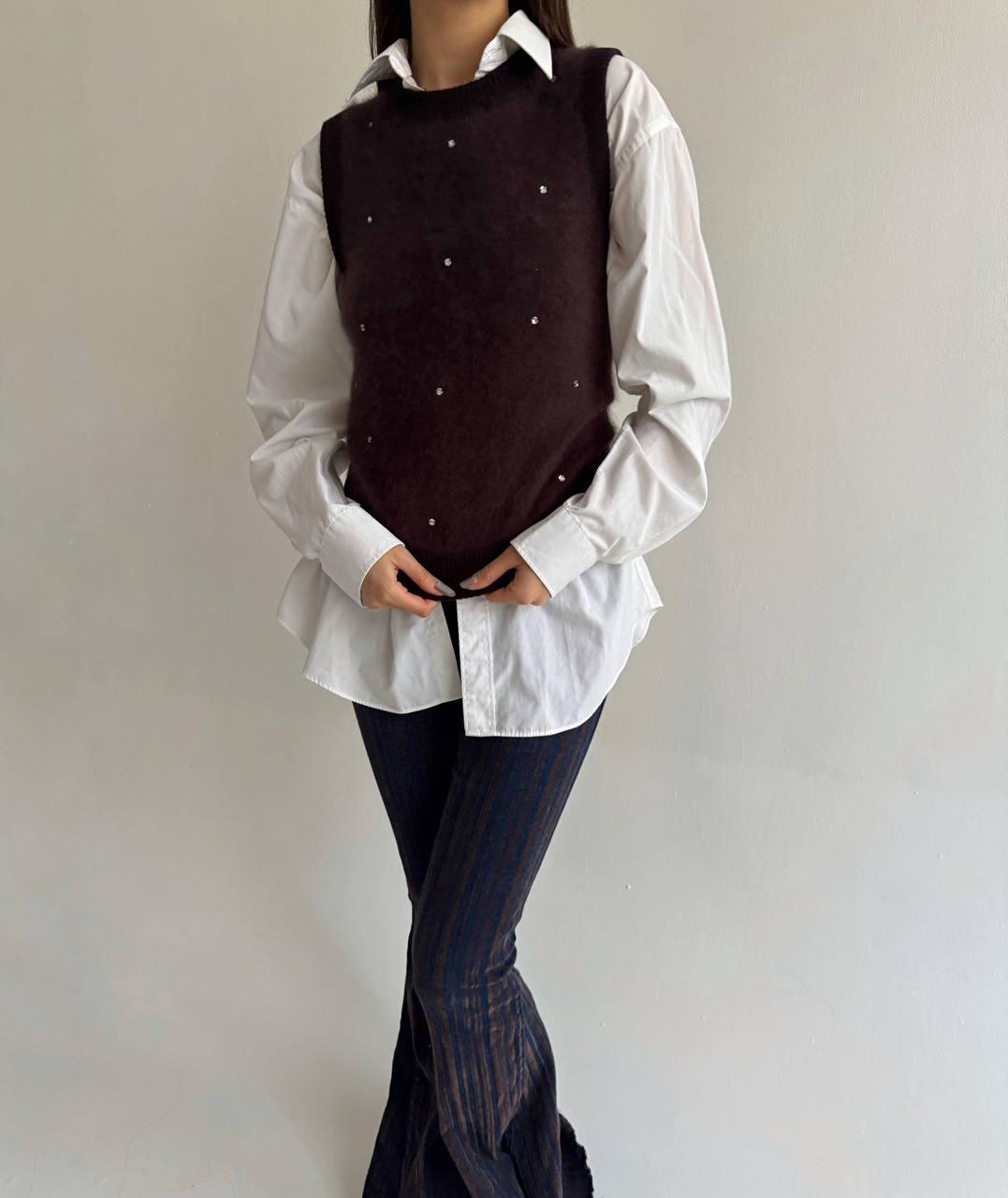 Vintage angora brown vest