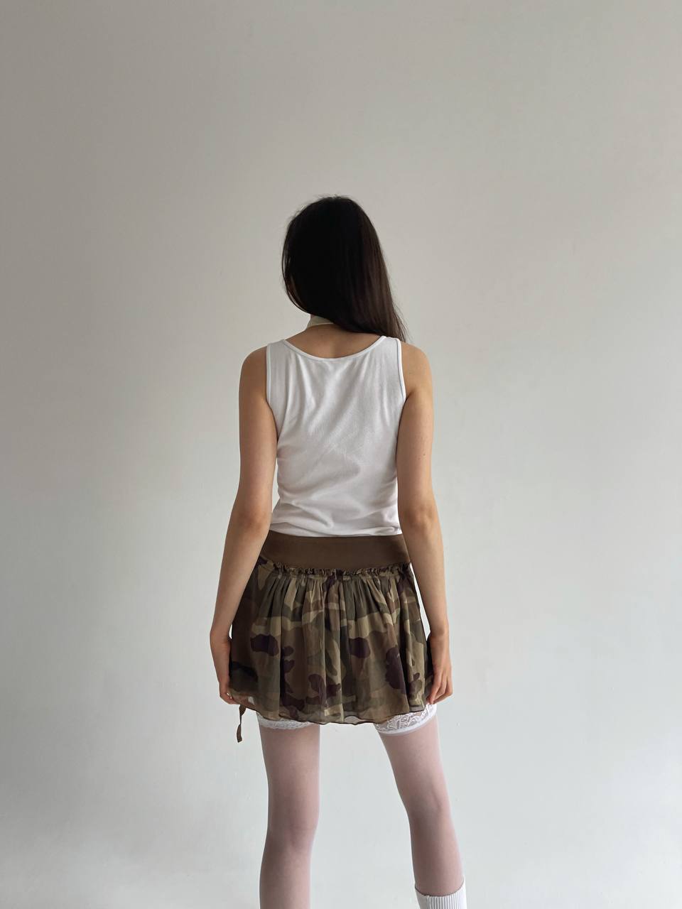 Vintage Plein Sud 100% pure silk camouflage wrap skirt